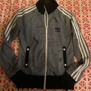 White and black Adidas tracksuit jacket